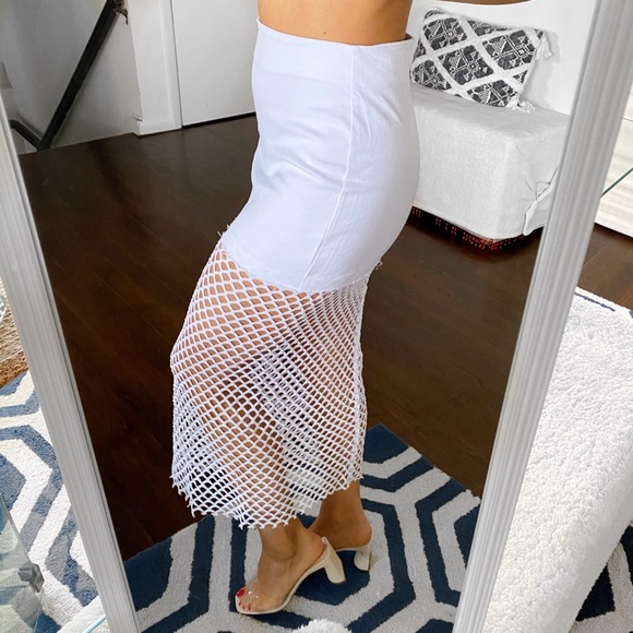 🐚 ZARA WHITE CROCHET COTTON HIGH WAIST SKIRT! - Picture 3 of 16